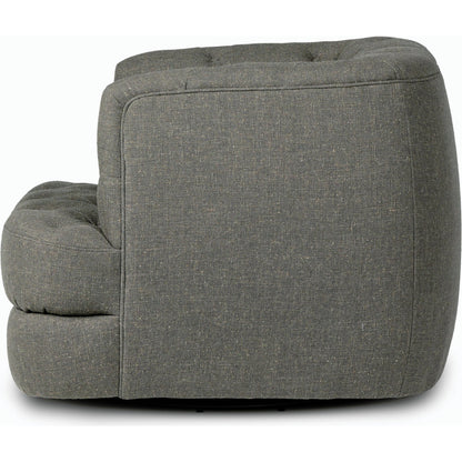 Paul Swivel Chair by Four Hands in raleigh cigar. Made from top grain leather, poplar plywood, 100% polyester in a modern style.