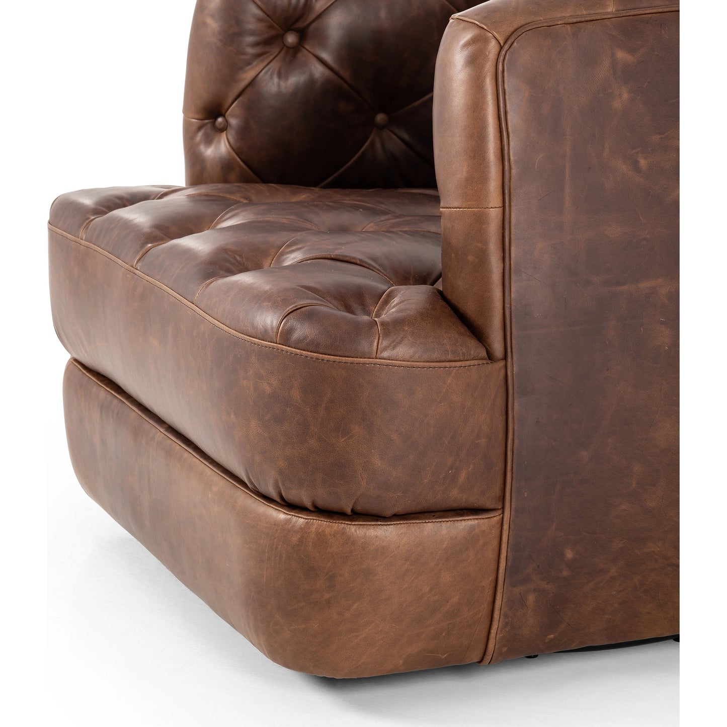 005 SI-2074573 | Additional Silo | Paul Swivel Chair by Four Hands in raleigh cigar. Made from top grain leather, poplar plywood, 100% polyester in a modern style.