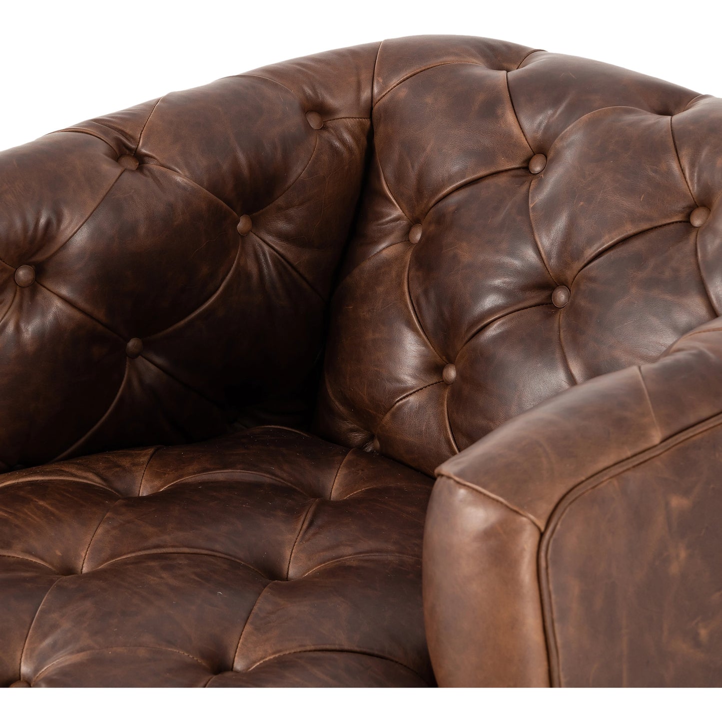 006 SI-2074573 | Additional Silo | Paul Swivel Chair by Four Hands in raleigh cigar. Made from top grain leather, poplar plywood, 100% polyester in a modern style.