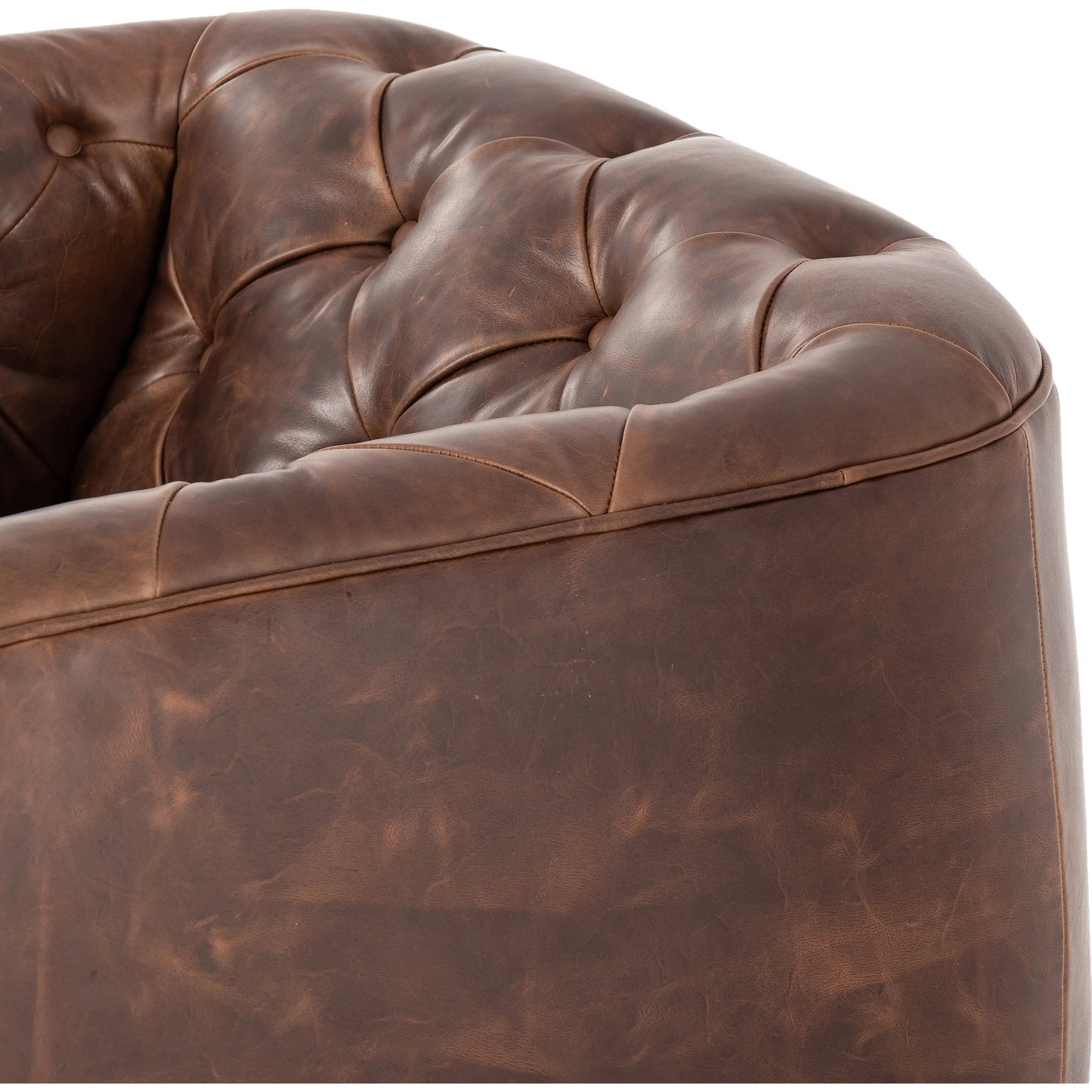 007 SI-2074573 | Additional Silo | Paul Swivel Chair by Four Hands in raleigh cigar. Made from top grain leather, poplar plywood, 100% polyester in a modern style.