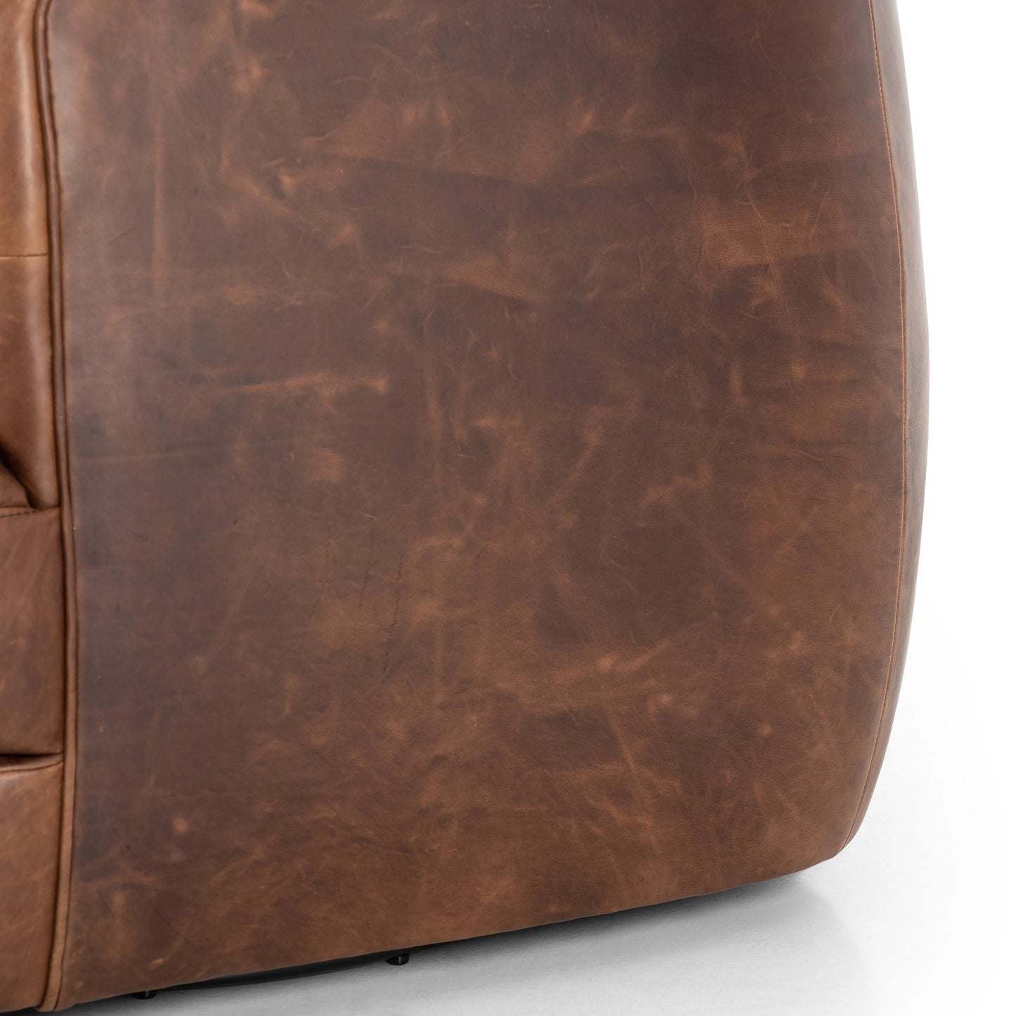 008 SI-2074573 | Additional Silo | Paul Swivel Chair by Four Hands in raleigh cigar. Made from top grain leather, poplar plywood, 100% polyester in a modern style.