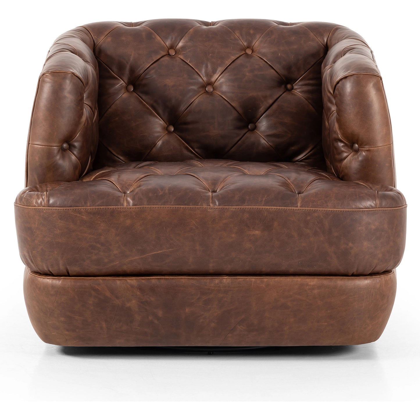 002 SI-2074573 | Additional Silo | Paul Swivel Chair by Four Hands in raleigh cigar. Made from top grain leather, poplar plywood, 100% polyester in a modern style.