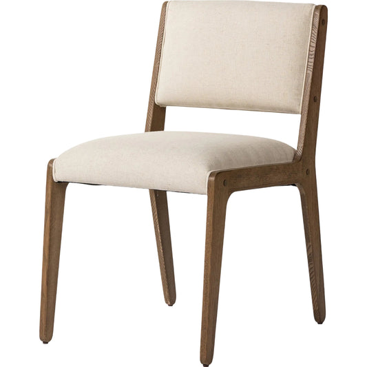 001 SI-2320196 | Primary Silo | Norwalk Dining Chair by Four Hands in savile flax, lamont oak, antique brass. Made from 92% polyester, 8% flax/linen, solid oak, stainless steel in a unique style.