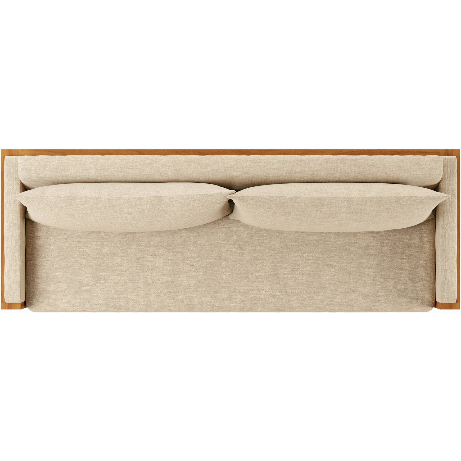 Chapman Outdoor Sofa by Four Hands in casa cream, natural teak-fsc. Made from 100% olefin, solid fsc®-certified teak, 59% polyurethane foam, 30% polyester fiber, 11% polyester fiber batting in a modern style.
