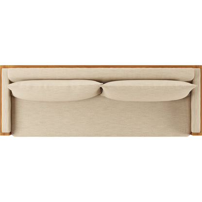 Chapman Outdoor Sofa by Four Hands in casa cream, natural teak-fsc. Made from 100% olefin, solid fsc®-certified teak, 59% polyurethane foam, 30% polyester fiber, 11% polyester fiber batting in a modern style.