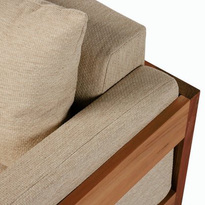 Chapman Outdoor Chair by Four Hands in casa cream, natural teak-fsc. Made from 100% olefin, solid fsc®-certified teak, 59% polyurethane foam, 30% polyester fiber, 11% polyester fiber batting in a modern style.