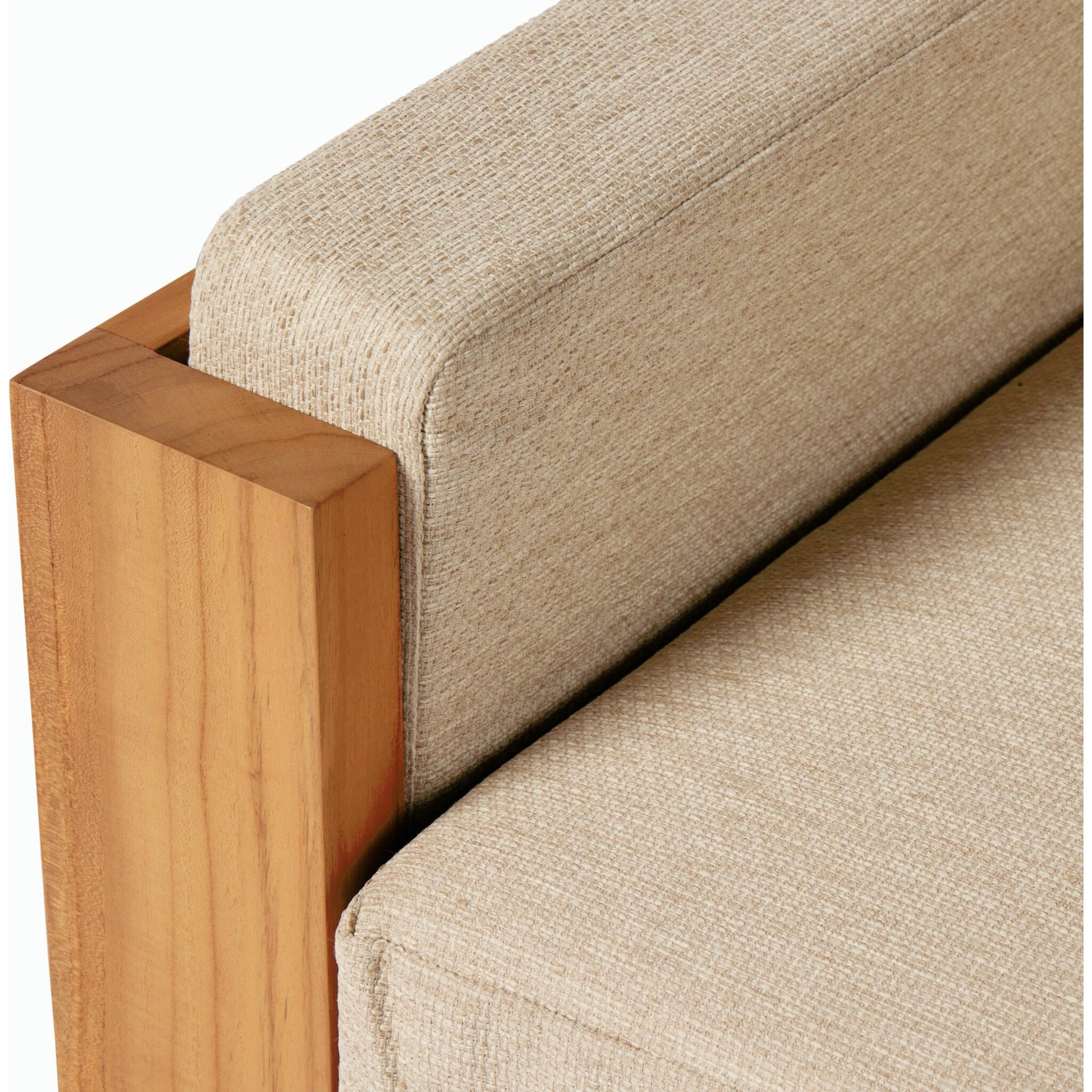 Chapman Outdoor Chair by Four Hands in casa cream, natural teak-fsc. Made from 100% olefin, solid fsc®-certified teak, 59% polyurethane foam, 30% polyester fiber, 11% polyester fiber batting in a modern style.