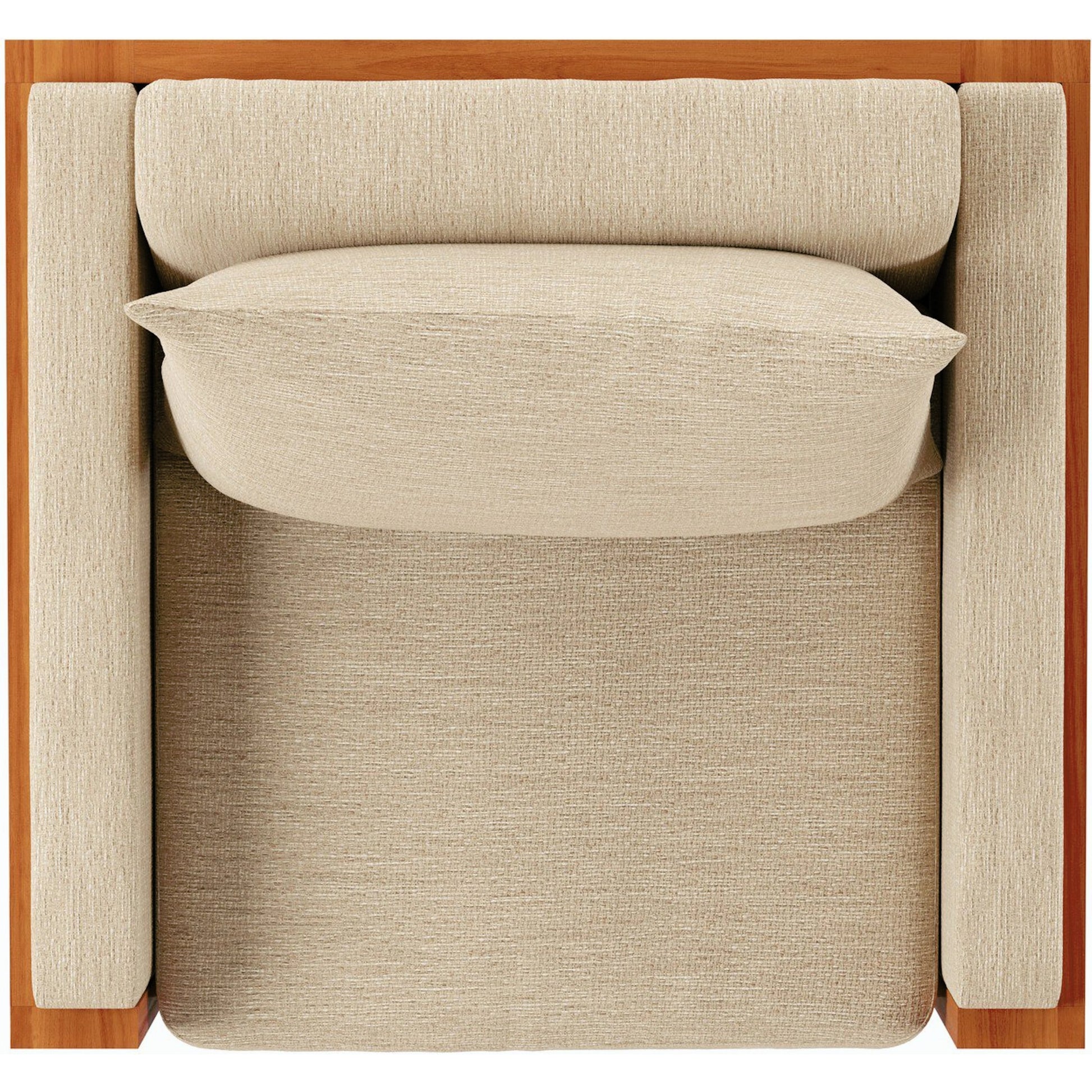 Chapman Outdoor Chair by Four Hands in casa cream, natural teak-fsc. Made from 100% olefin, solid fsc®-certified teak, 59% polyurethane foam, 30% polyester fiber, 11% polyester fiber batting in a modern style.