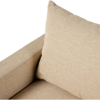 Chapman Outdoor Chair by Four Hands in casa cream, natural teak-fsc. Made from 100% olefin, solid fsc®-certified teak, 59% polyurethane foam, 30% polyester fiber, 11% polyester fiber batting in a modern style.