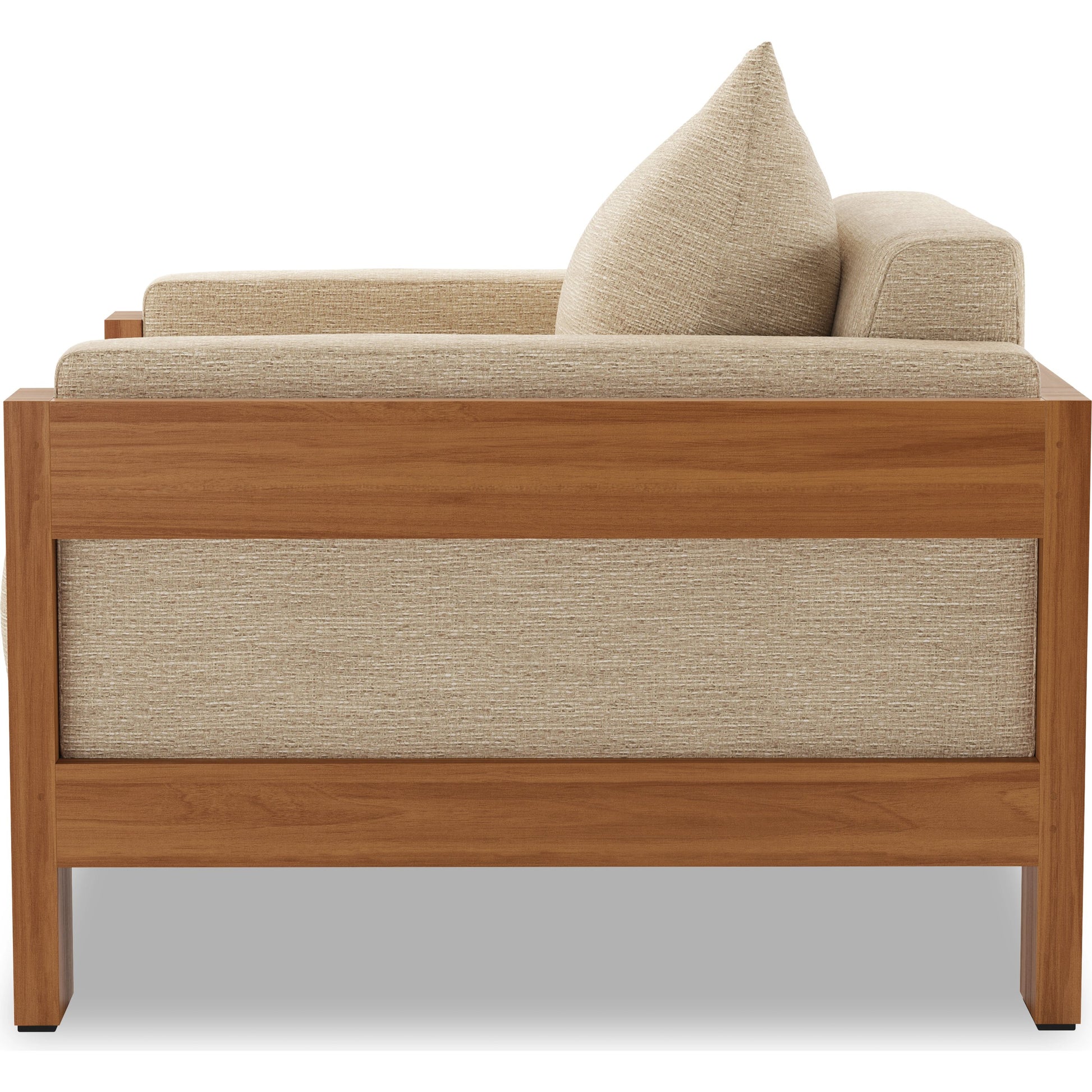 Chapman Outdoor Chair by Four Hands in casa cream, natural teak-fsc. Made from 100% olefin, solid fsc®-certified teak, 59% polyurethane foam, 30% polyester fiber, 11% polyester fiber batting in a modern style.