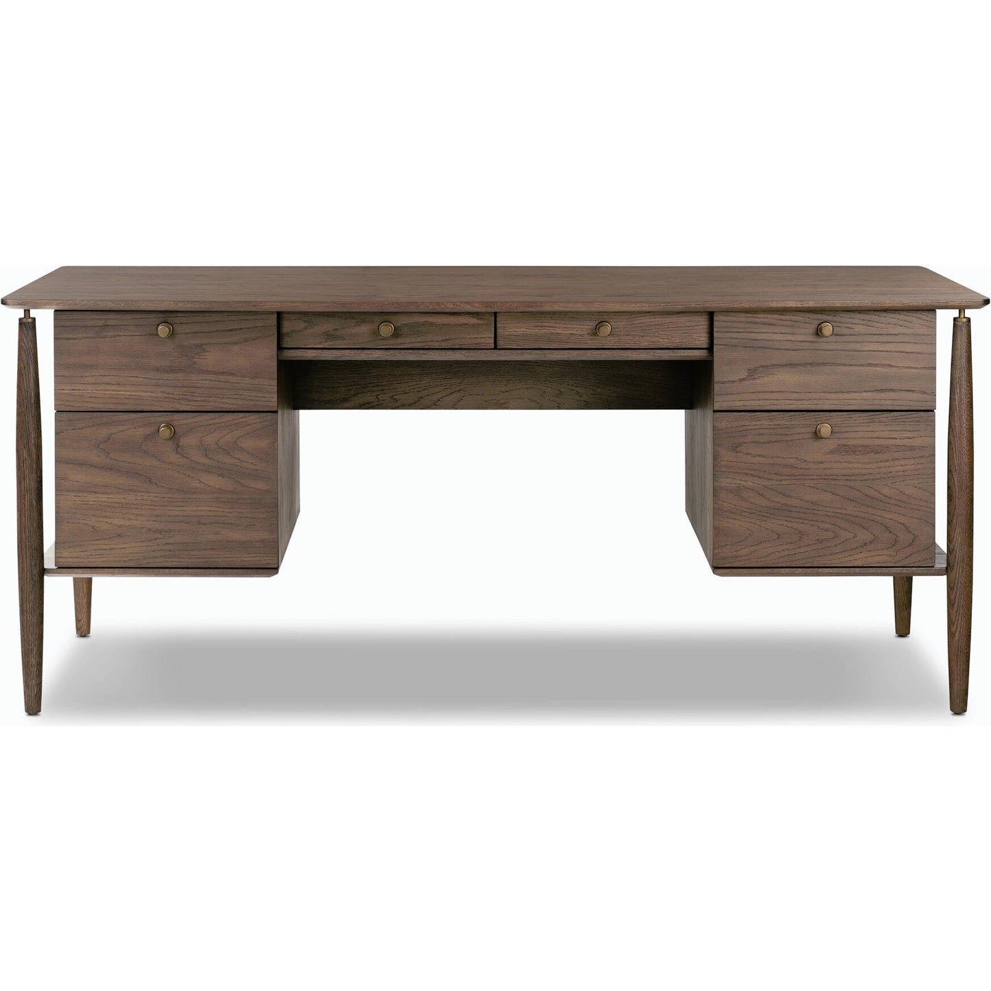 002 SI-2158294 | Additional Silo | Markia Executive Desk by Four Hands in aged oak veneer, rubbed bronze and aged oak veneer. Made from oak veneer, solid oak, iron in a modern style.