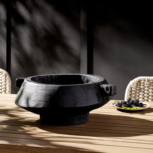 Shaw Bowl by Four Hands in carbonized black. Made from solid mixed reclaimed wood in a modern style.