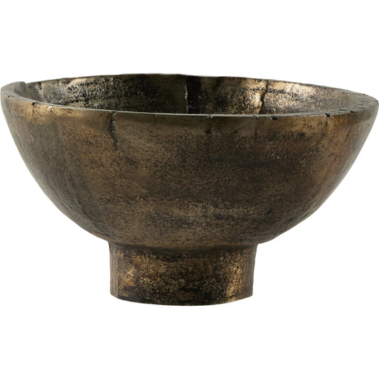 Jagen Outdoor Pedestal Bowl by Four Hands in rustic cast. Made from aluminum in a modern style.
