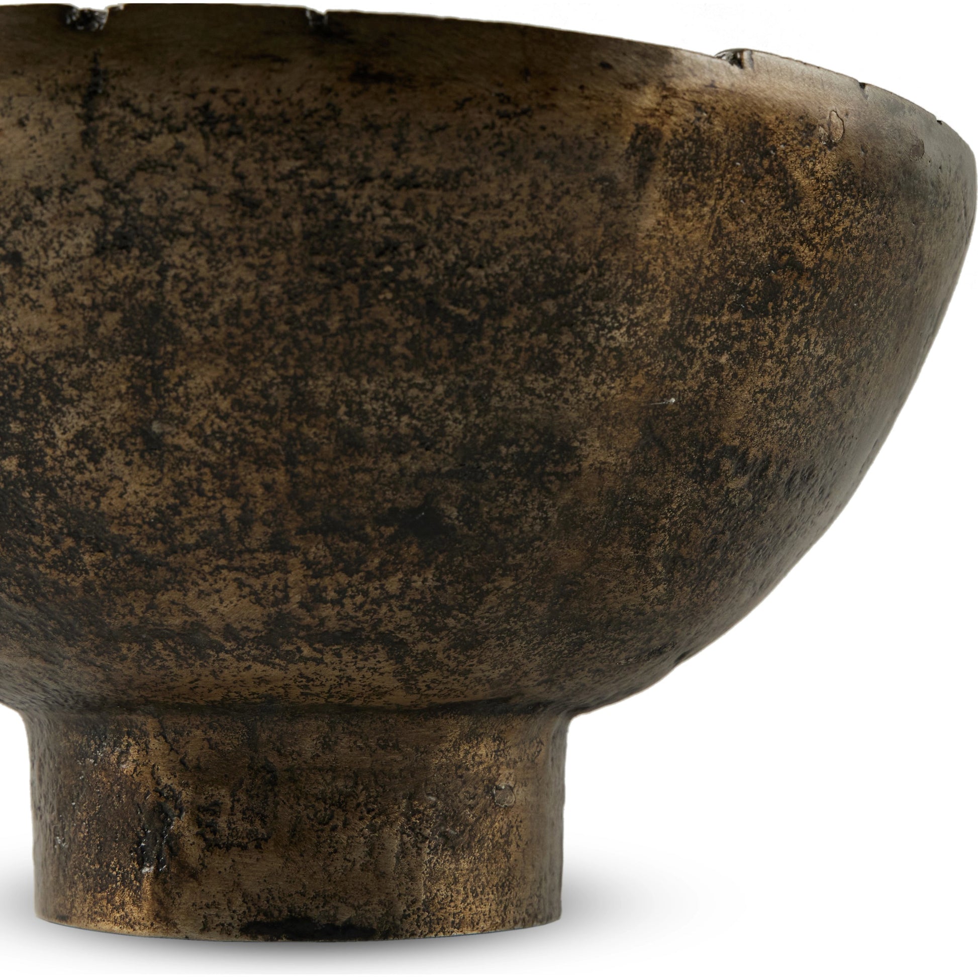 Jagen Outdoor Pedestal Bowl by Four Hands in rustic cast. Made from aluminum in a modern style.