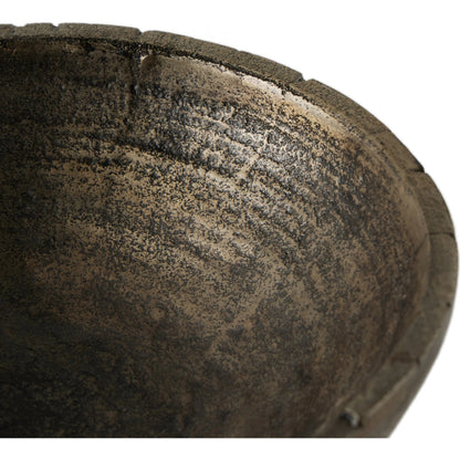 Jagen Outdoor Pedestal Bowl by Four Hands in rustic cast. Made from aluminum in a modern style.