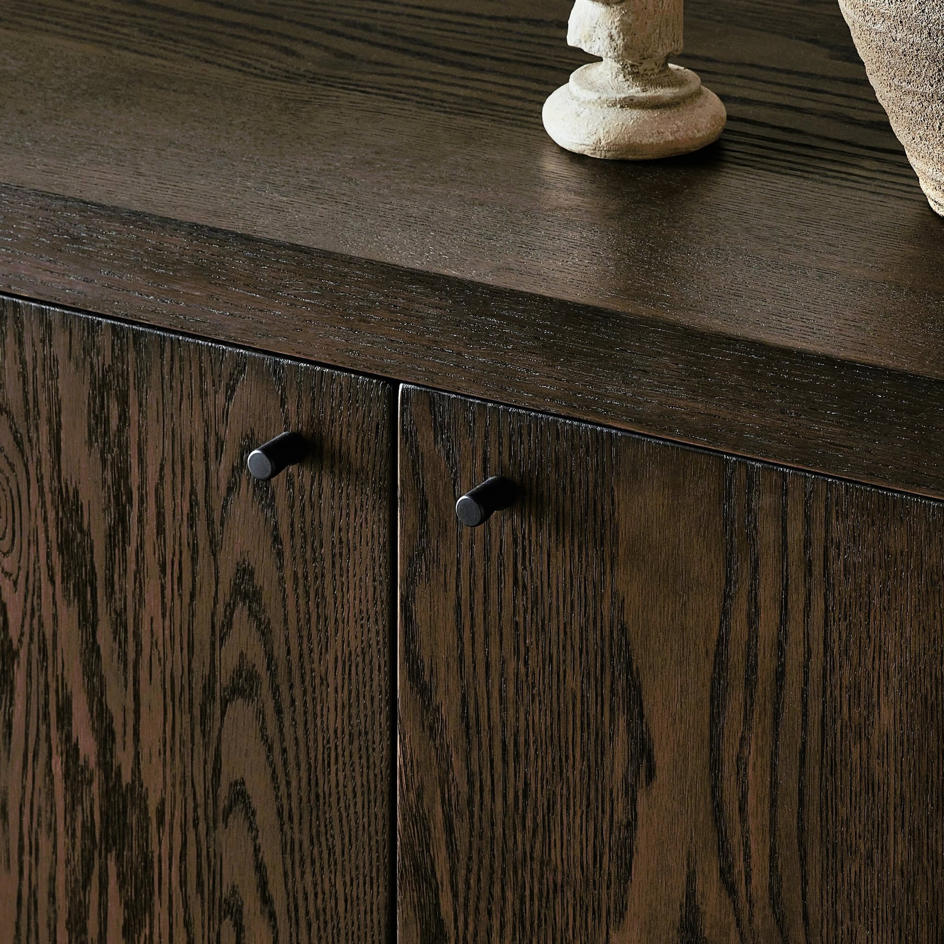 Torrington Sideboard by Four Hands in sandy oak veneer, sandy oak resawn. Made from oak veneer, resawn oak veneer in a modern style.