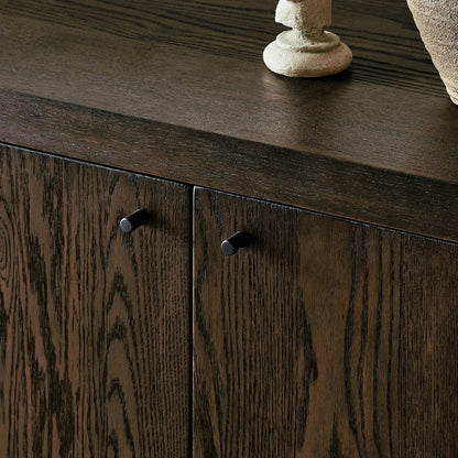 Torrington Sideboard by Four Hands in sandy oak veneer, sandy oak resawn. Made from oak veneer, resawn oak veneer in a modern style.