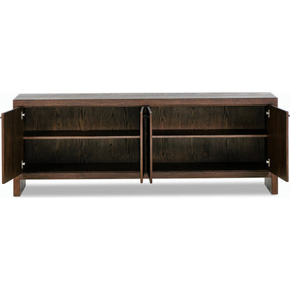 Torrington Sideboard by Four Hands in sandy oak veneer, sandy oak resawn. Made from oak veneer, resawn oak veneer in a modern style.