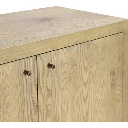 Torrington Sideboard by Four Hands in sandy oak veneer, sandy oak resawn. Made from oak veneer, resawn oak veneer in a modern style.