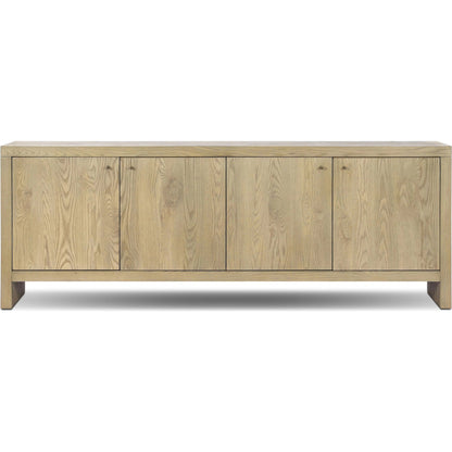 Torrington Sideboard by Four Hands in sandy oak veneer, sandy oak resawn. Made from oak veneer, resawn oak veneer in a modern style.