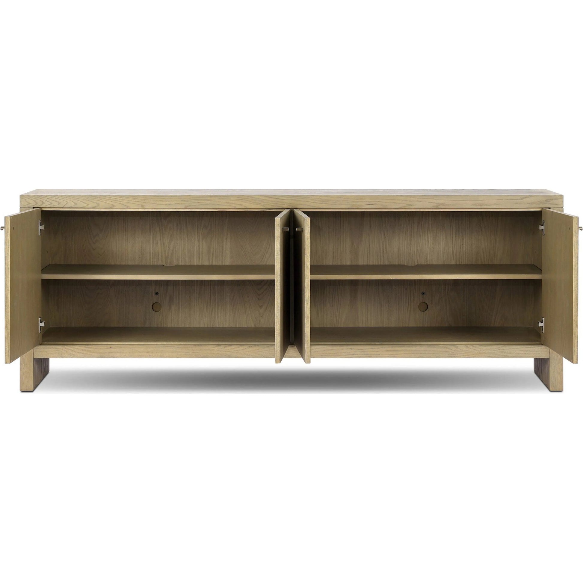 Torrington Sideboard by Four Hands in sandy oak veneer, sandy oak resawn. Made from oak veneer, resawn oak veneer in a modern style.