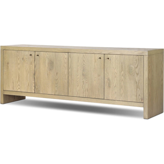 Torrington Sideboard by Four Hands in umber oak veneer. Made from oak veneer, resawn oak in a modern style.