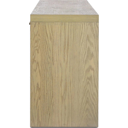 Torrington Sideboard by Four Hands in sandy oak veneer, sandy oak resawn. Made from oak veneer, resawn oak veneer in a modern style.