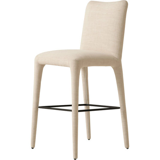 Monza Bar Stool by Four Hands in mixt linen natural. Made from 100% flax, linen, iron, 100% polyester in a modern style.