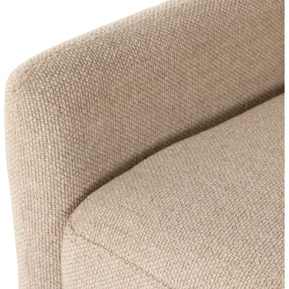 Wallen Recliner by Four Hands in nova taupe and dark auburn walnut. Made from 100% polyester, solid rosa morada, 100% polyester fiber in a modern style.