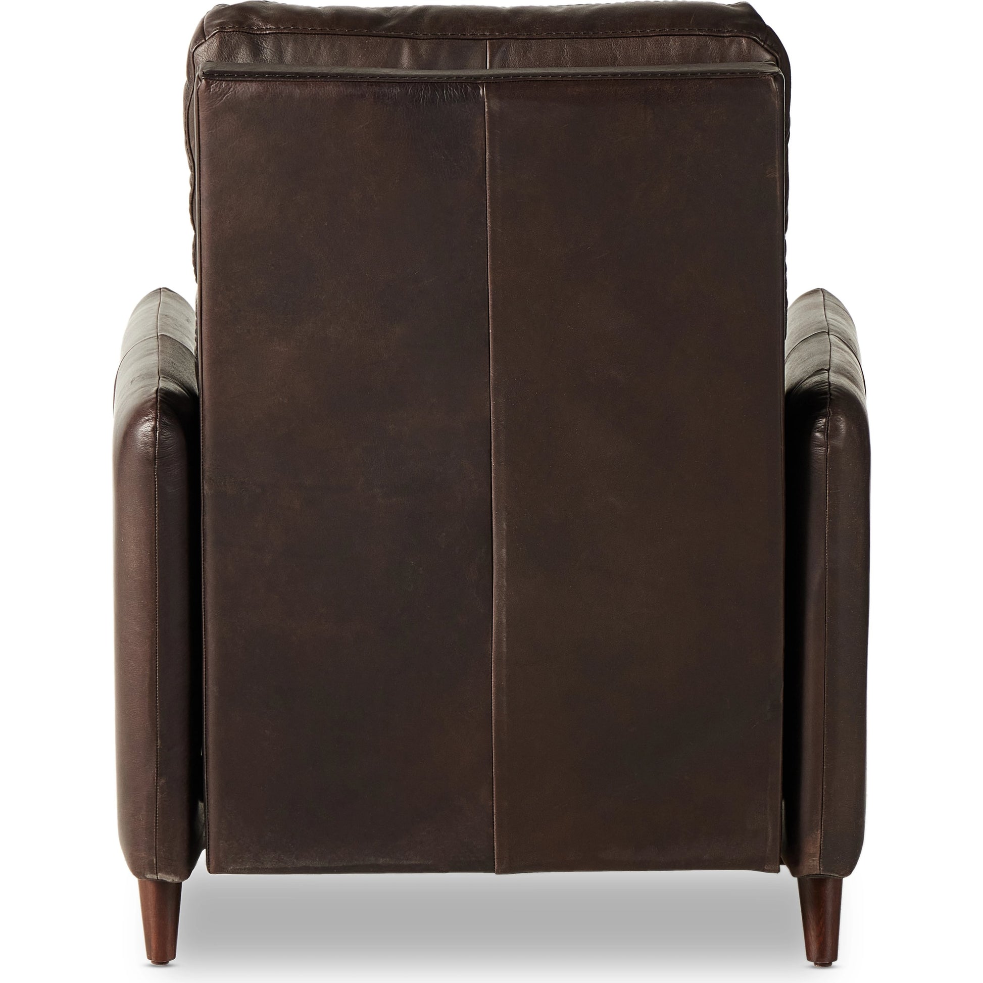 Wallen Recliner by Four Hands in nova taupe and dark auburn walnut. Made from 100% polyester, solid rosa morada, 100% polyester fiber in a modern style.