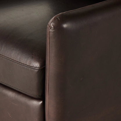 Wallen Recliner by Four Hands in nova taupe and dark auburn walnut. Made from 100% polyester, solid rosa morada, 100% polyester fiber in a modern style.