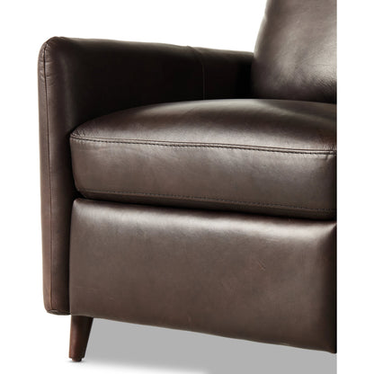 Wallen Recliner by Four Hands in nova taupe and dark auburn walnut. Made from 100% polyester, solid rosa morada, 100% polyester fiber in a modern style.