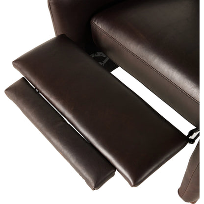 Wallen Recliner by Four Hands in nova taupe and dark auburn walnut. Made from 100% polyester, solid rosa morada, 100% polyester fiber in a modern style.