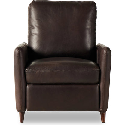 Wallen Recliner by Four Hands in nova taupe and dark auburn walnut. Made from 100% polyester, solid rosa morada, 100% polyester fiber in a modern style.