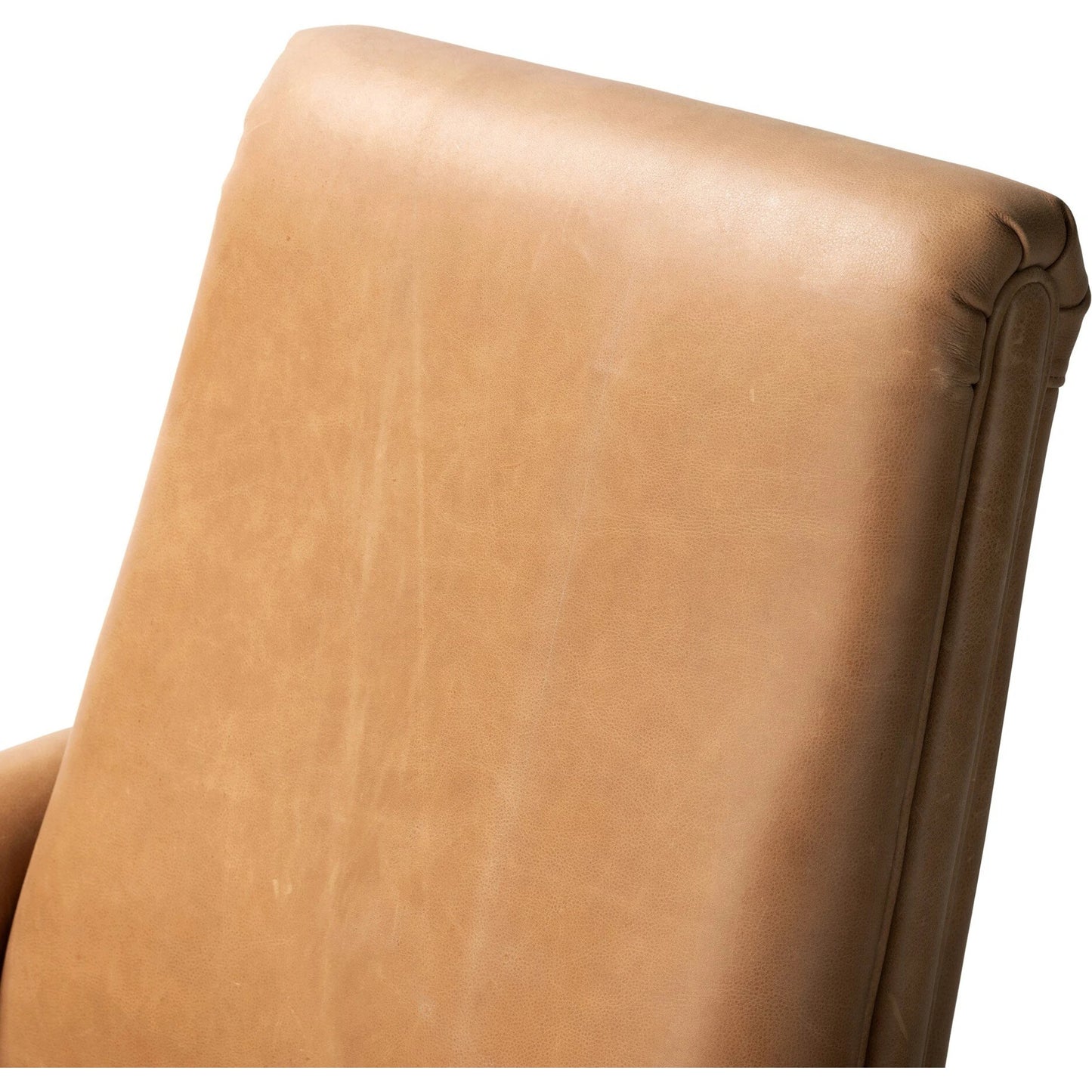 008 SI-2137576 | Closeup | Rudd Recliner by Four Hands in palermo cognac and almond. Made from top grain leather, solid parawood, solid poplar in a modern style.