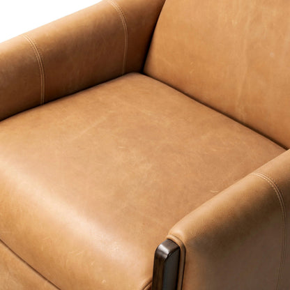 Rudd Recliner by Four Hands in palermo cognac and almond. Made from top grain leather, solid parawood, solid poplar in a modern style.