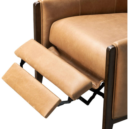 Rudd Recliner by Four Hands in palermo cognac and almond. Made from top grain leather, solid parawood, solid poplar in a modern style.