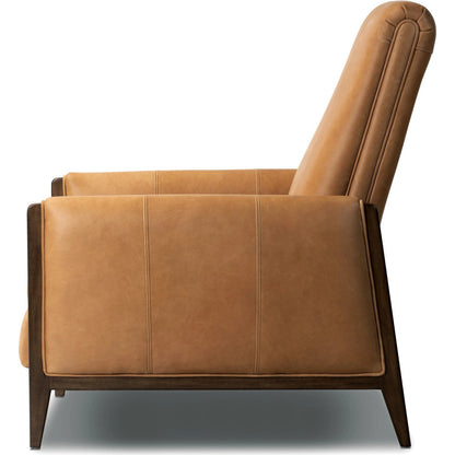 Rudd Recliner by Four Hands in palermo cognac and almond. Made from top grain leather, solid parawood, solid poplar in a modern style.