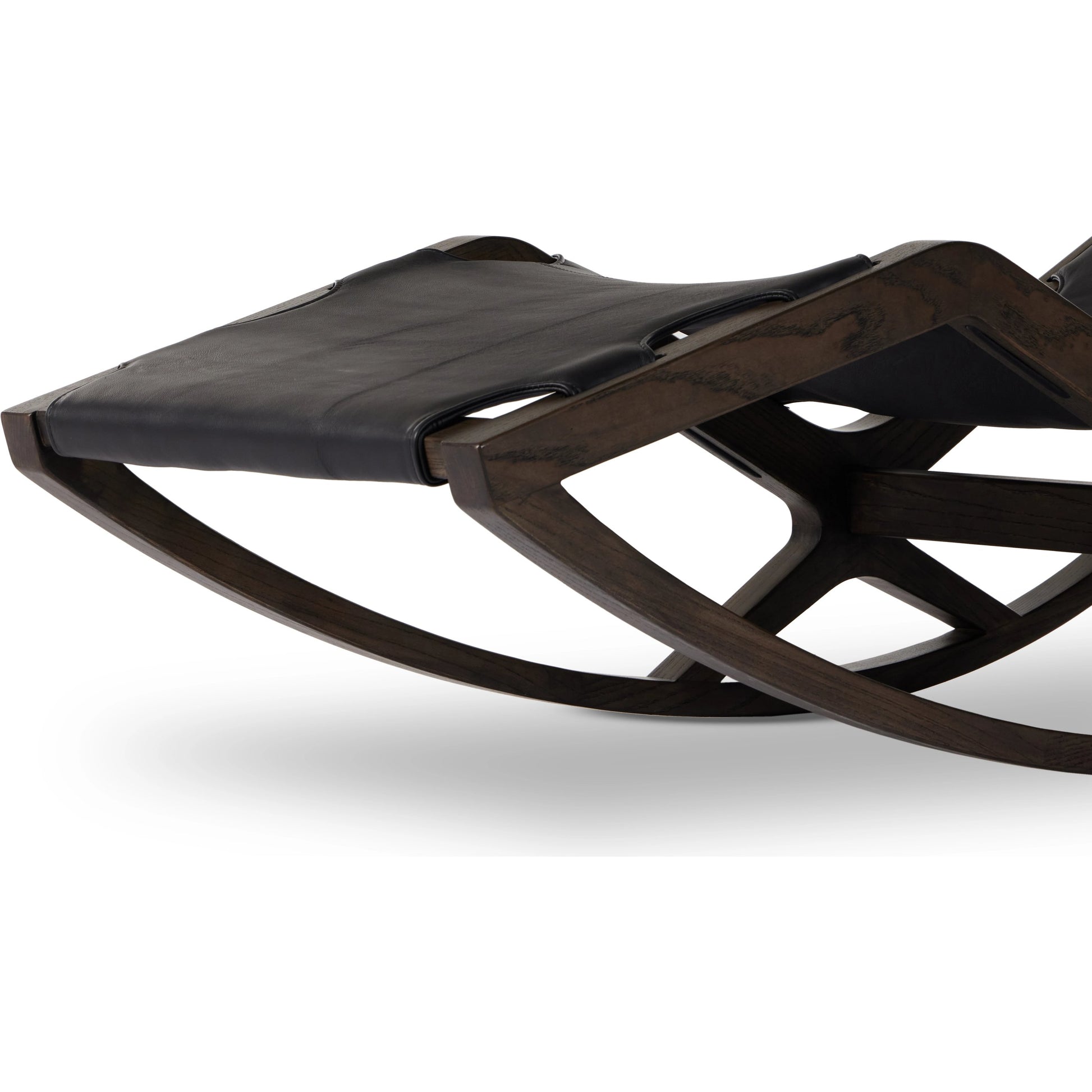 Tarelton Chaise by Four Hands in carson black. Made from top grain leather, solid nettlewood, 90% polyurethane foam pad, 10% polyester fiber batting in a modern style.