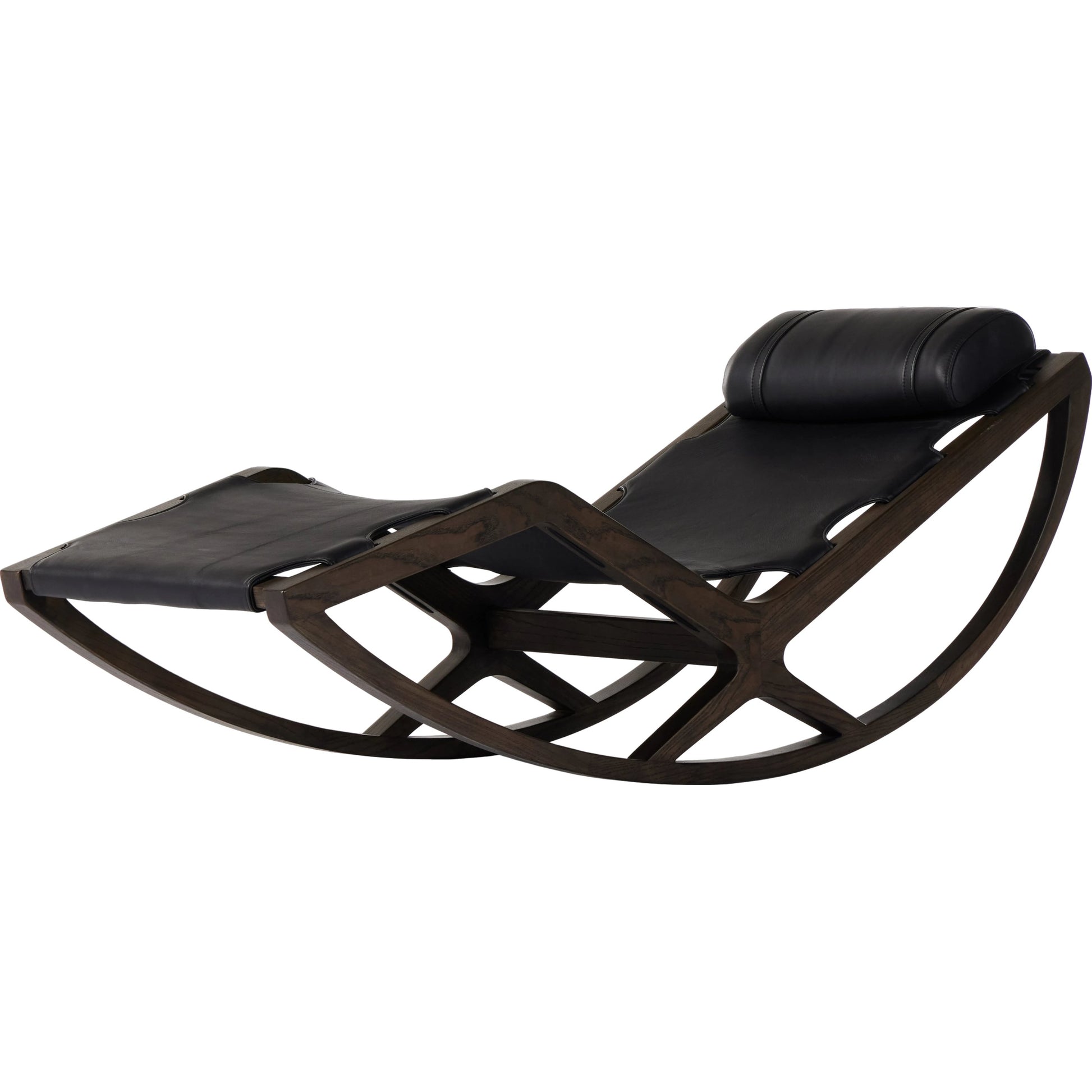 Tarelton Chaise by Four Hands in carson black. Made from top grain leather, solid nettlewood, 90% polyurethane foam pad, 10% polyester fiber batting in a modern style.