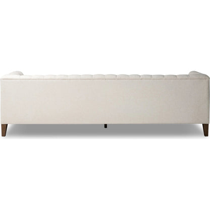 Thurston Sofa by Four Hands in dakota warm taupe and almond. Made from top grain leather, solid parawood, solid poplar in a modern style.