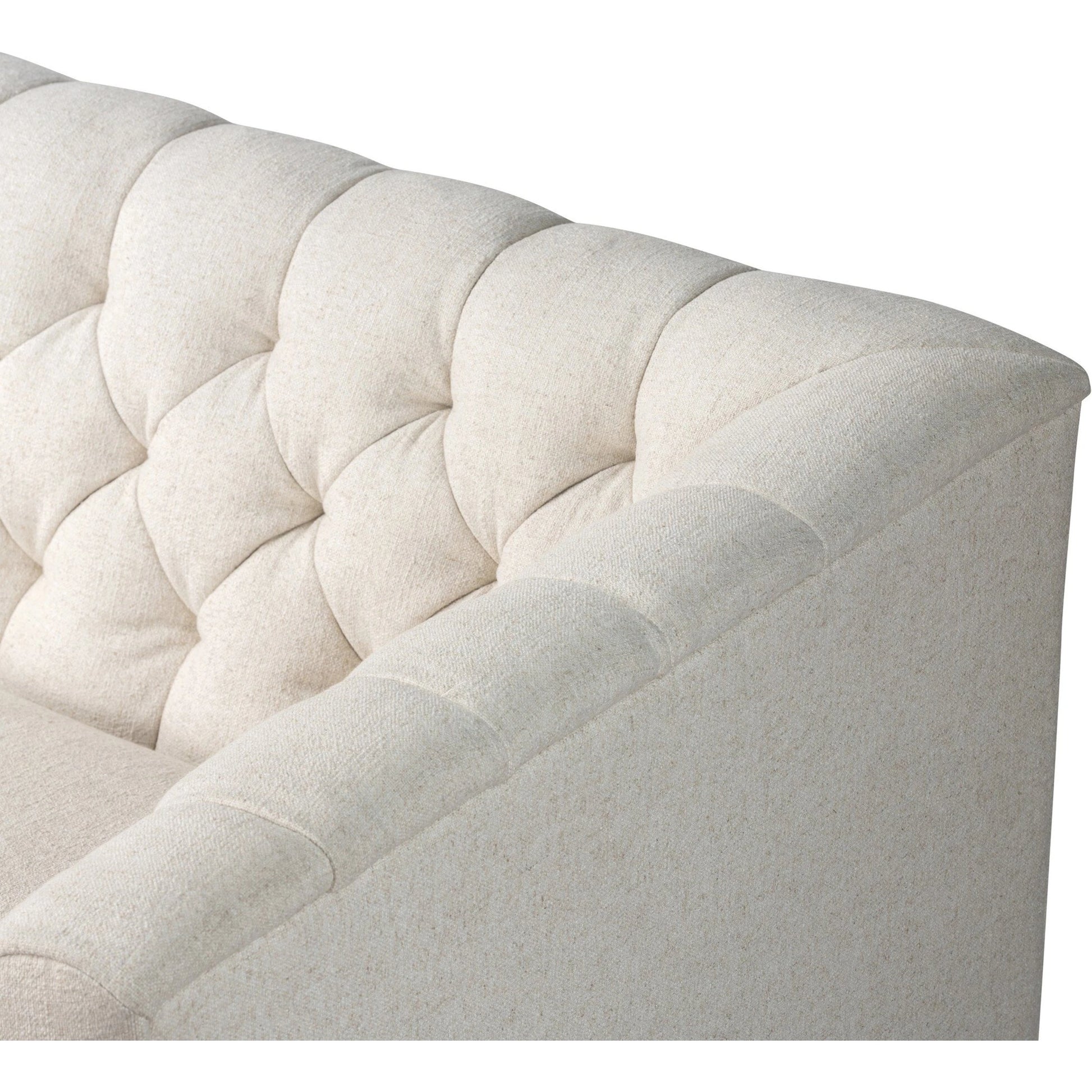 Thurston Sofa by Four Hands in dakota warm taupe and almond. Made from top grain leather, solid parawood, solid poplar in a modern style.