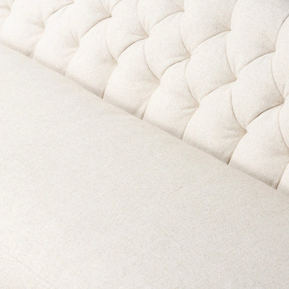 Thurston Sofa by Four Hands in dakota warm taupe and almond. Made from top grain leather, solid parawood, solid poplar in a modern style.
