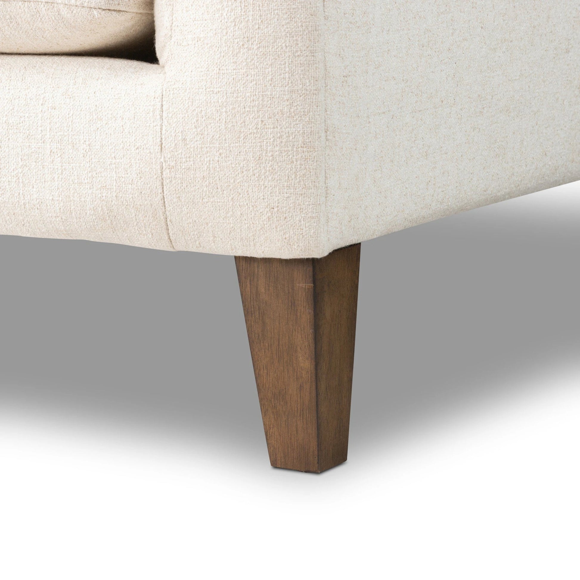 Thurston Sofa by Four Hands in dakota warm taupe and almond. Made from top grain leather, solid parawood, solid poplar in a modern style.