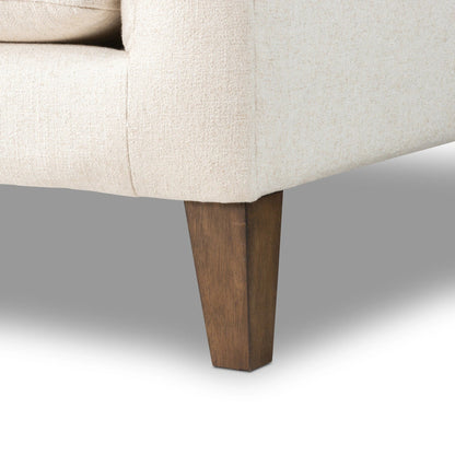 Thurston Sofa by Four Hands in dakota warm taupe and almond. Made from top grain leather, solid parawood, solid poplar in a modern style.