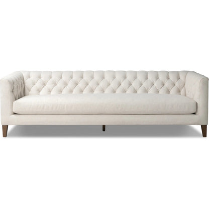 Thurston Sofa by Four Hands in dakota warm taupe and almond. Made from top grain leather, solid parawood, solid poplar in a modern style.