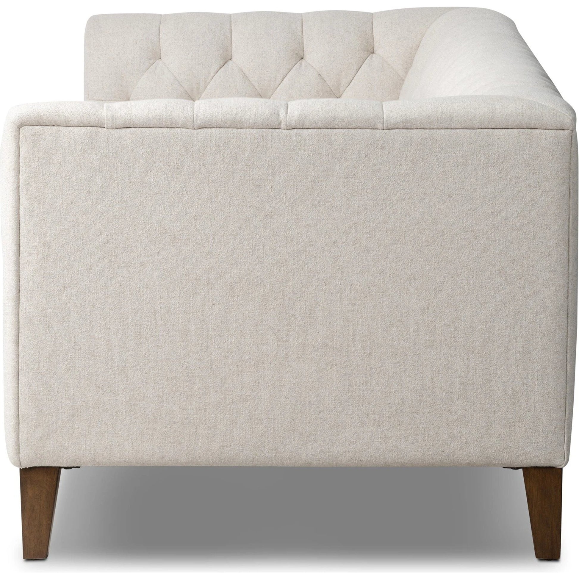 Thurston Sofa by Four Hands in dakota warm taupe and almond. Made from top grain leather, solid parawood, solid poplar in a modern style.