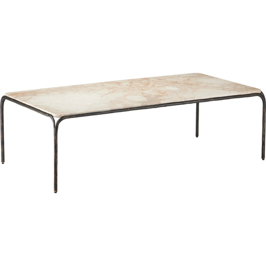 Crema Cocktail Table by Currey and Company in natural, bronze. Made from marble, iron in a unique style.