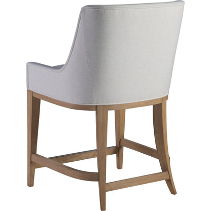 Simpatico Upholstered Counter Stool by Artistica Home in white, ivory and white oak. Made from white oak, fabric in a unique style.