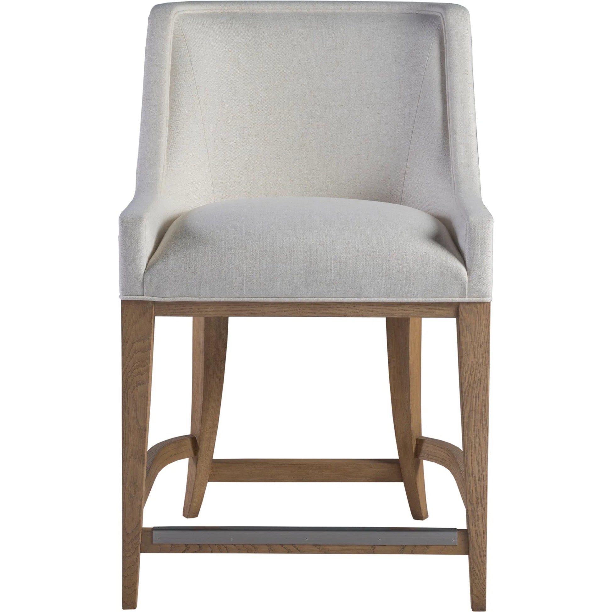 Simpatico Upholstered Counter Stool by Artistica Home in white, ivory and white oak. Made from white oak, fabric in a unique style.
